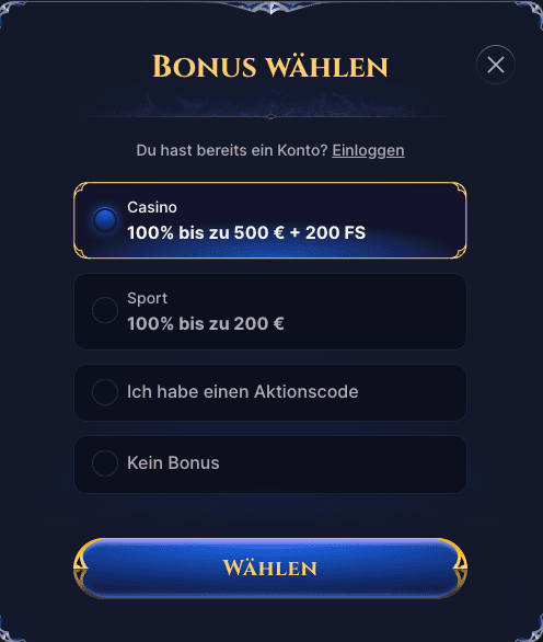 Bonus Wählen Cazeus Casino